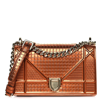 Christian Dior Metallic Patent Micro-Cannage Small Diorama Flap Bag Orange 1 of 14