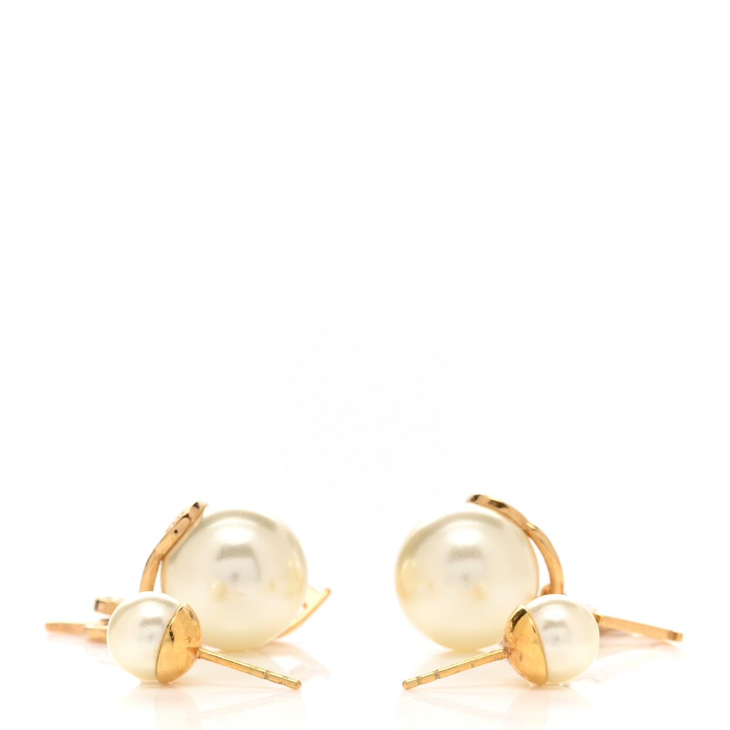 Pearl Crystal Tribal Logo Charms Earrings Gold