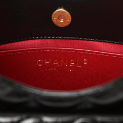 Chanel Shiny Crumpled Calfskin Quilted Small Wavy CC Hobo Black 6 of 11