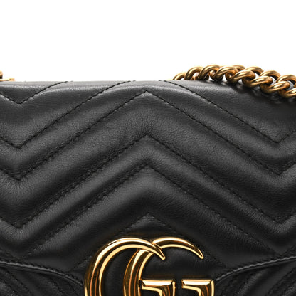Gucci Calfskin Matelasse Small GG Marmont Shoulder Bag Black 10 of 12