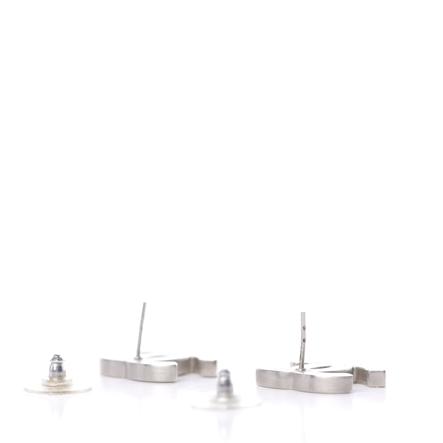 Chanel Lambskin CC Earrings Black Silver 3 of 7