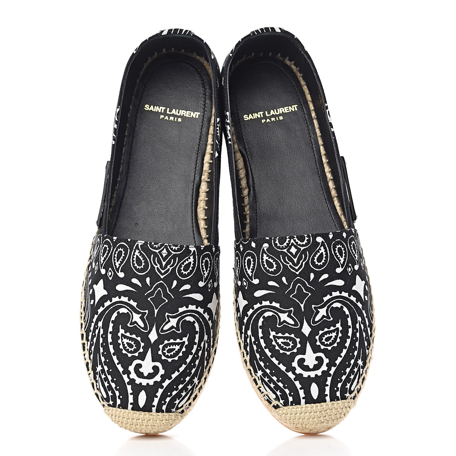Saint Laurent Bandana Print Canvas Espadrilles 36 Black 5 of 10