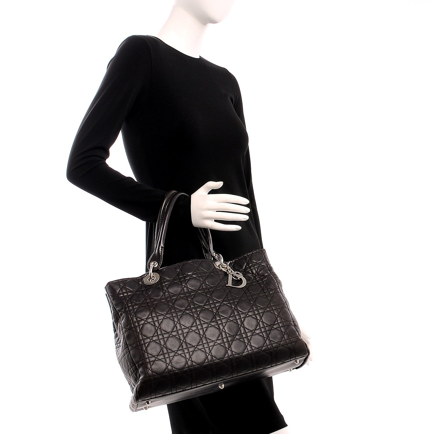 Christian Dior Lambskin Cannage Large Soft Lady Dior Shopping Tote Brown 2 of 7