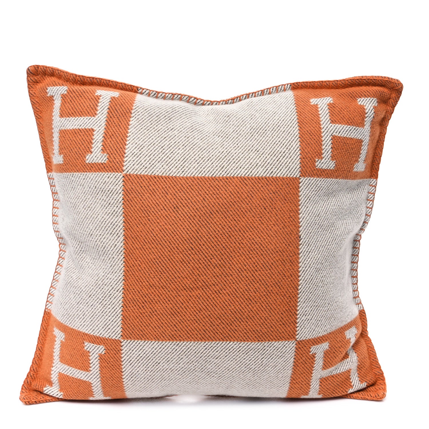 Hermes Wool Cashmere Avalon Pillow PM Ecru Potiron 1 of 3