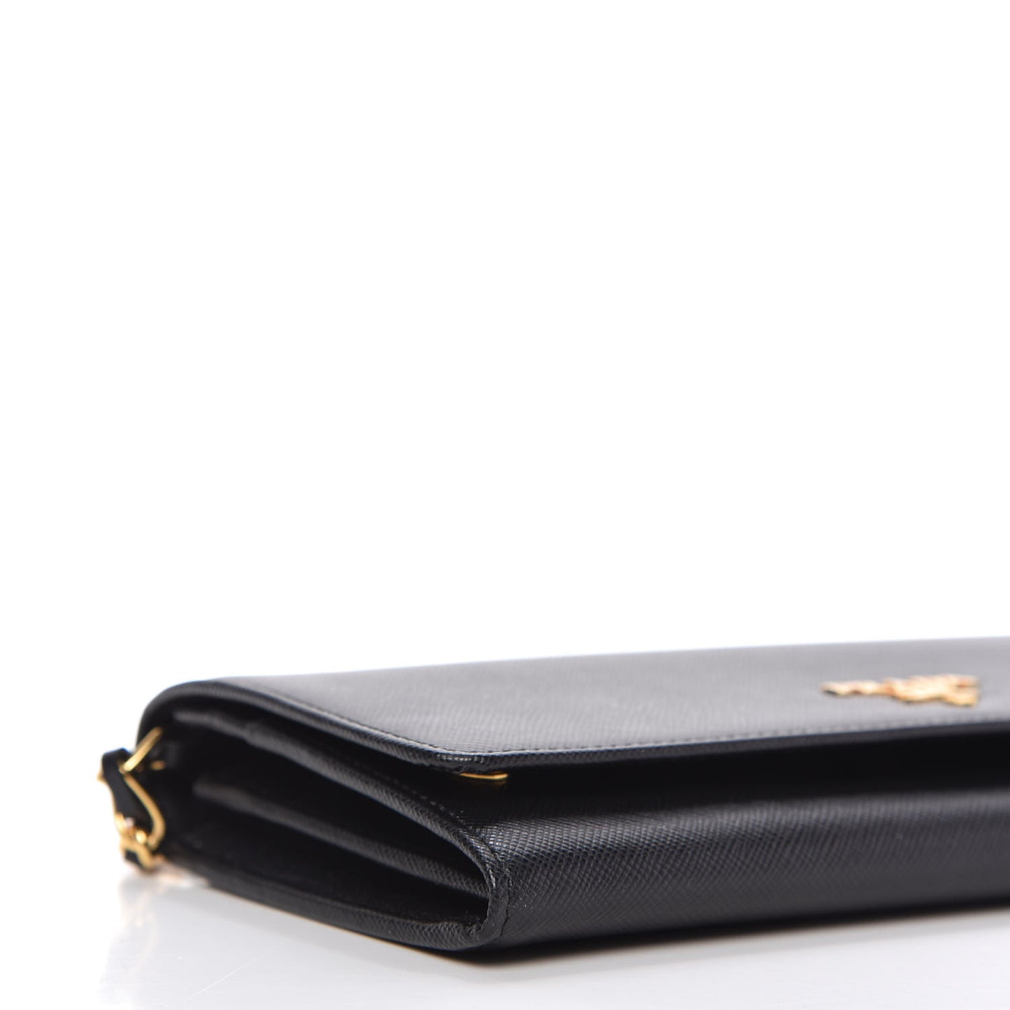 Saffiano Metal Oro Chain Wallet Black