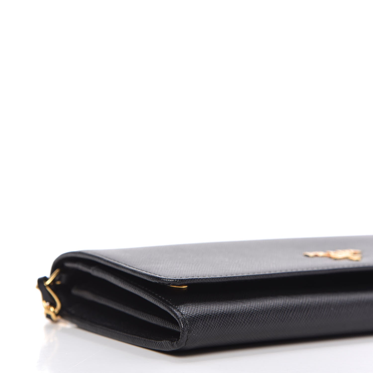 Prada Saffiano Metal Oro Chain Wallet Black 6 of 11