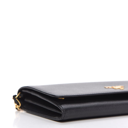 Prada Saffiano Metal Oro Chain Wallet Black 6 of 11