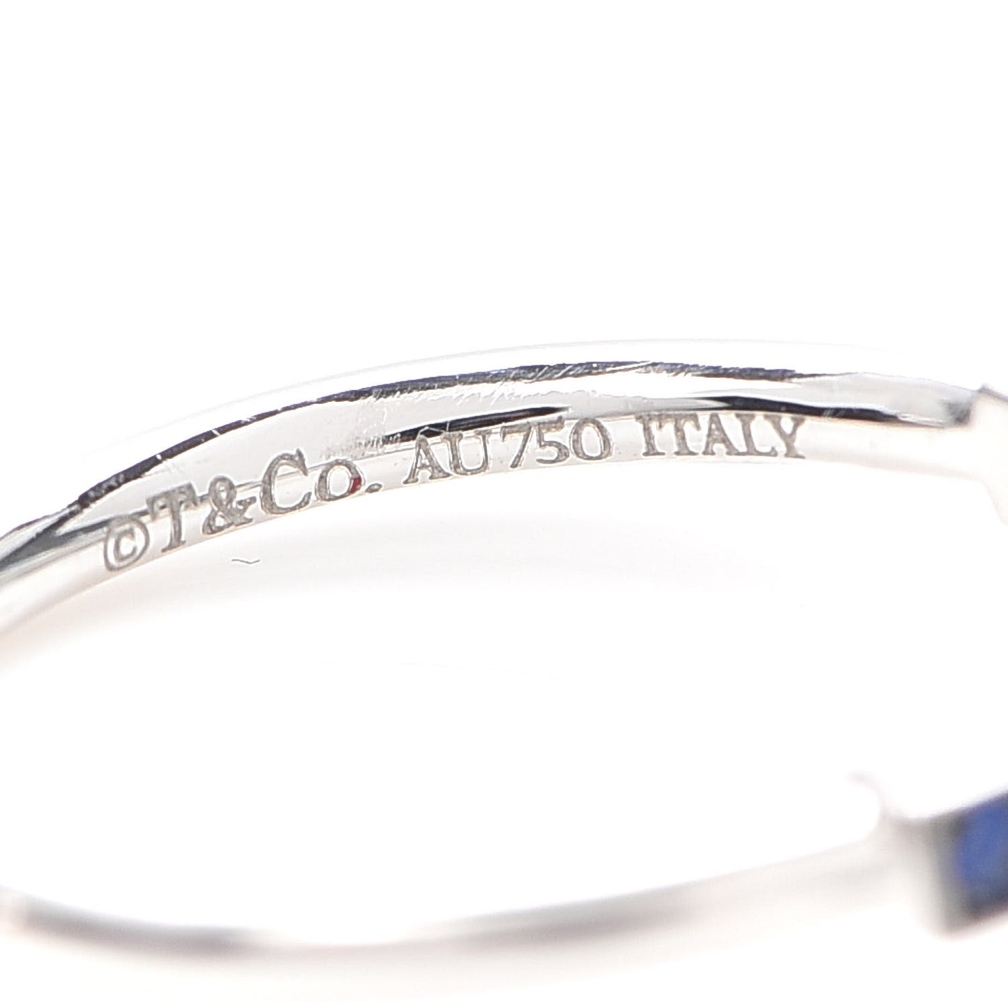 18K White Gold Blue Sapphire T Wire Ring 49 4.75