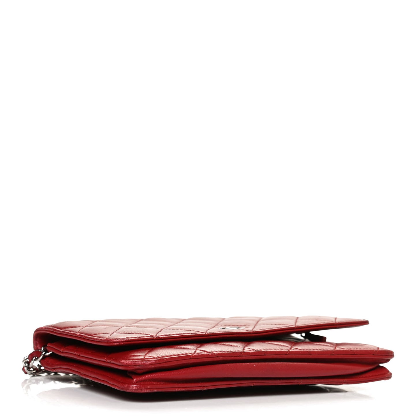 Lambskin Quilted Wallet On Chain WOC Red