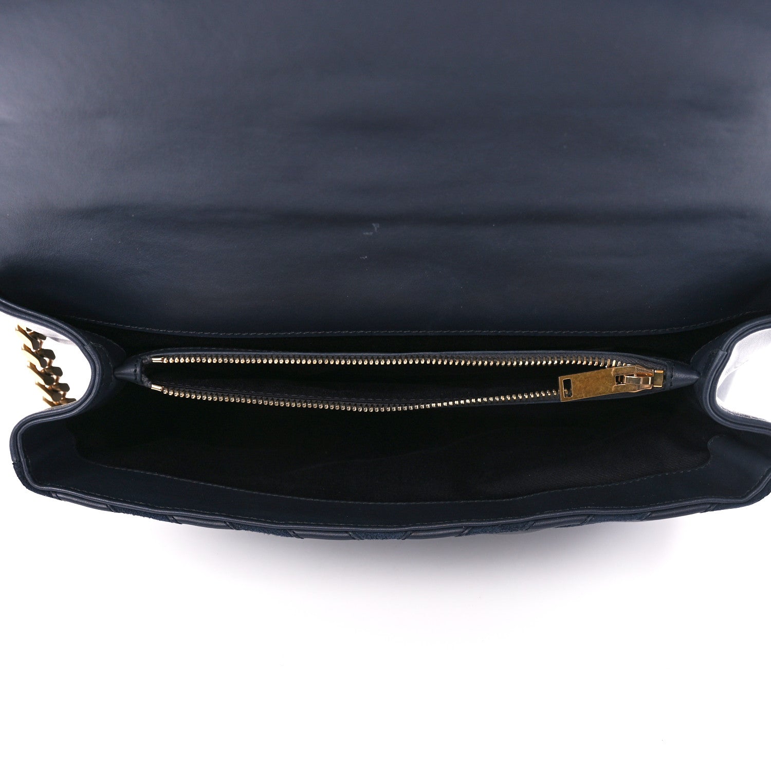 Saint Laurent Calfskin Suede Matelasse Chevron Monogram Large College Bag Marine 5 of 13