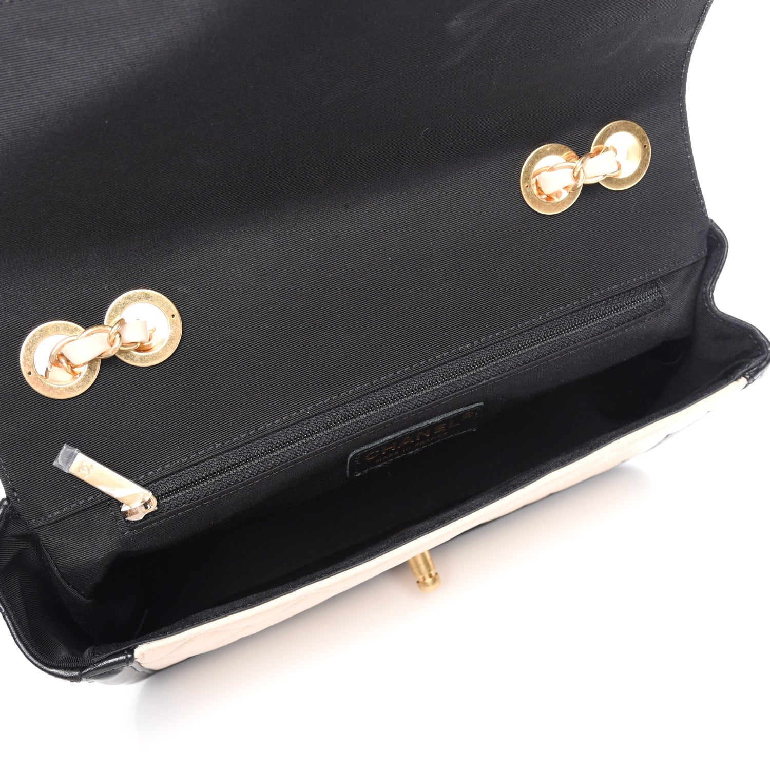 Chanel Lambskin Quilted Medium Elegant CC Flap Beige Black 5 of 7