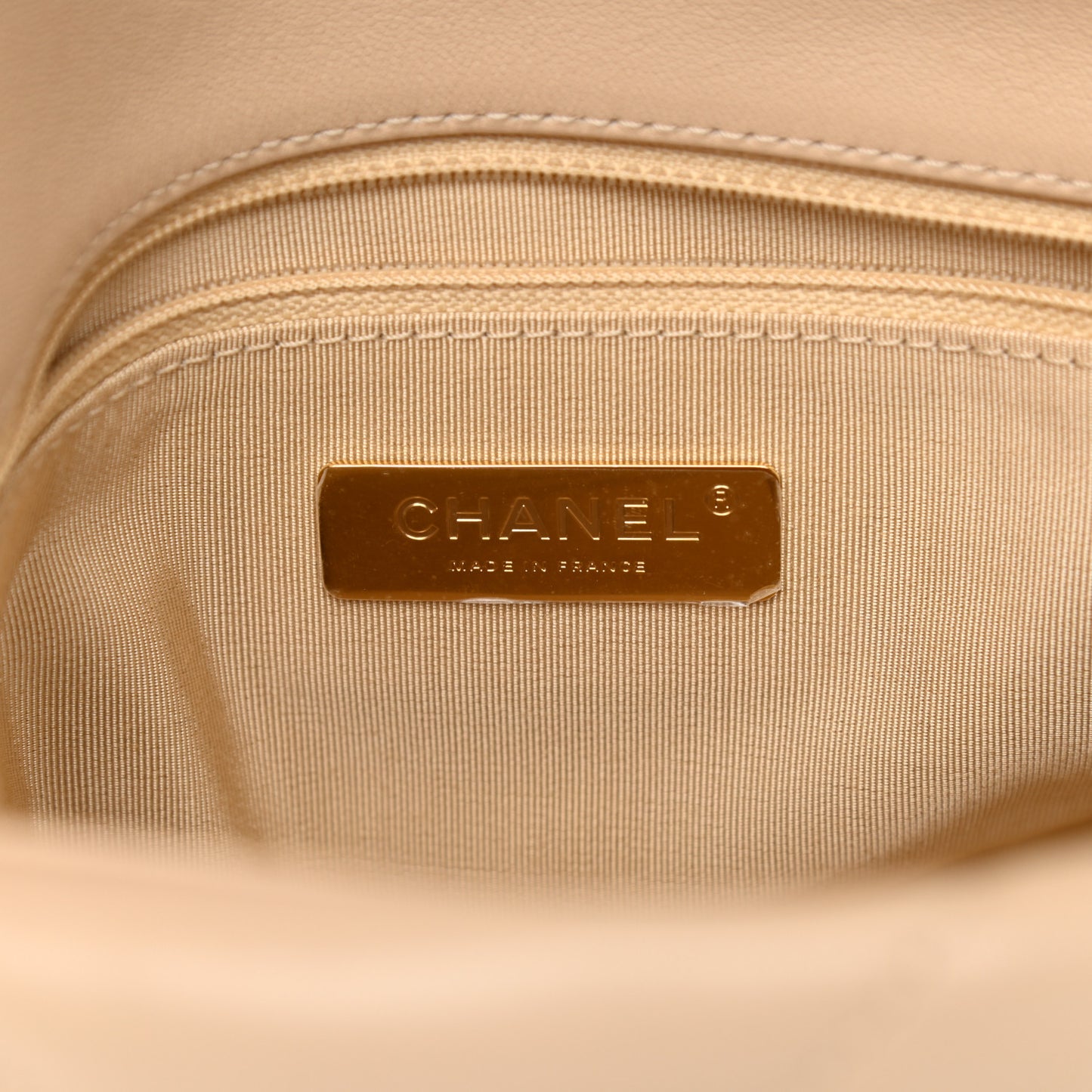 Lambskin Quilted Medium Chanel 19 Flap Beige