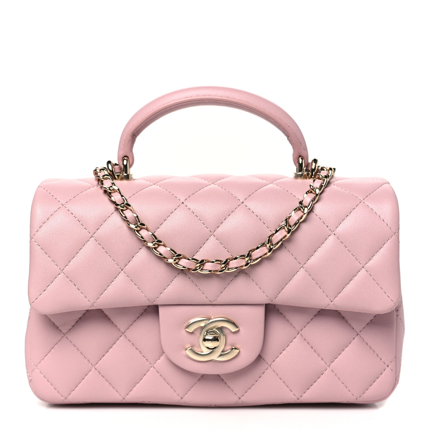 Chanel Lambskin Quilted Mini Top Handle Rectangular Flap Light Pink 1 of 11