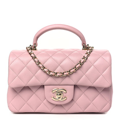 Chanel Lambskin Quilted Mini Top Handle Rectangular Flap Light Pink 1 of 11