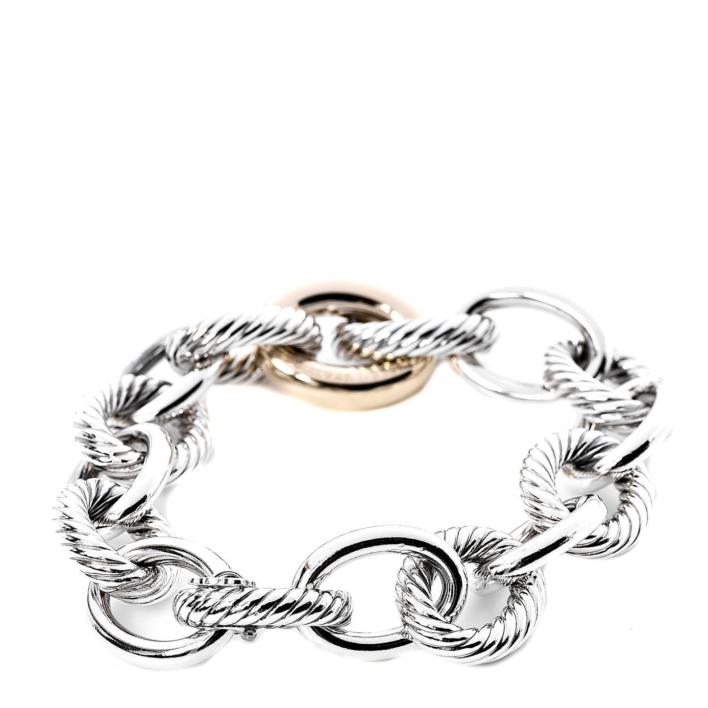 Sterling Silver 14K Yellow Gold Extra Large Oval Link Bracelet