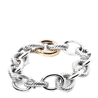 David Yurman Sterling Silver 14K Yellow Gold Extra Large Oval Link Bracelet 3 of 4