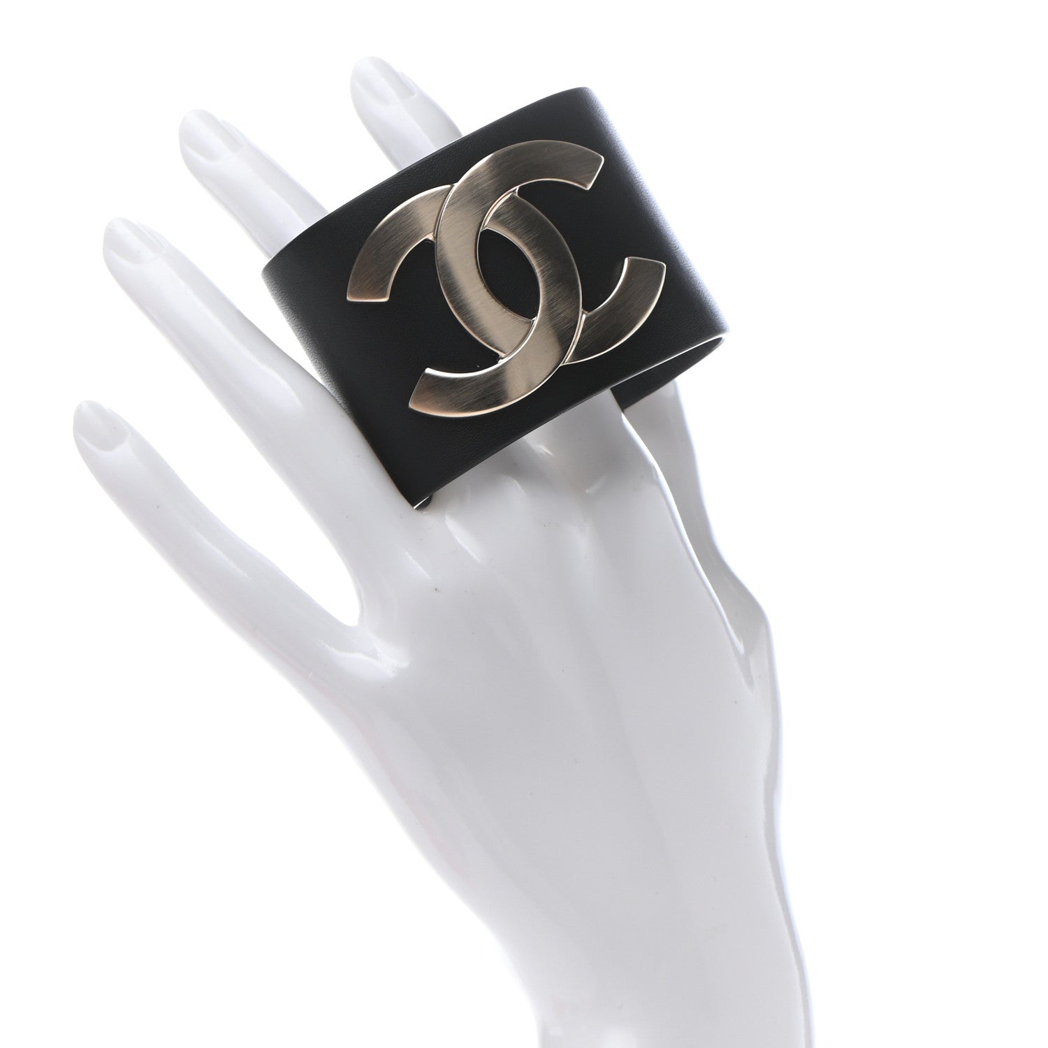 Chanel Calfskin CC Wide Cuff S Black 2 of 5