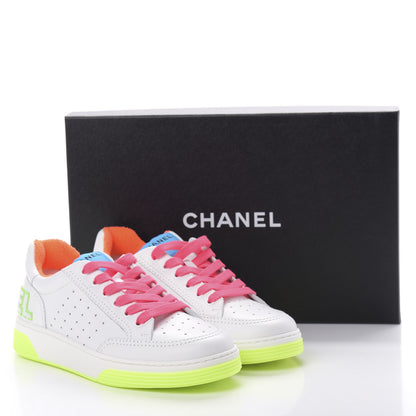Chanel Calfskin Womens Logo Sneakers 38.5 White Multicolor 9 of 9