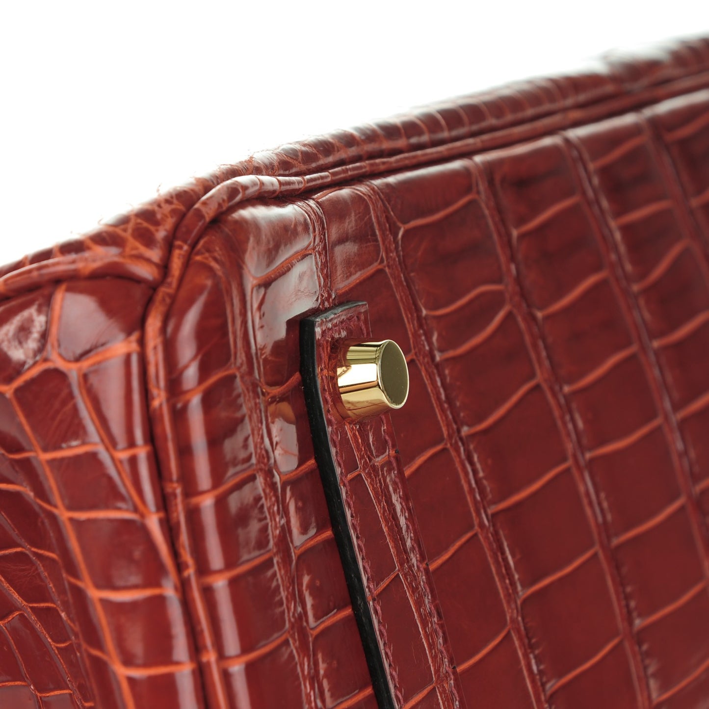 Shiny Porosus Crocodile Horseshoe Birkin 35 Rouge H Graphite