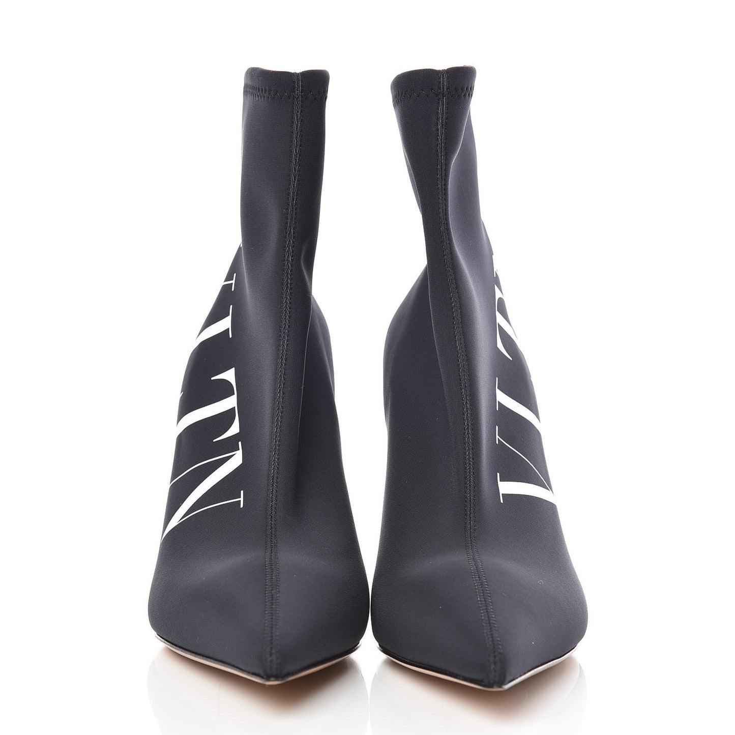 Eco Leather VLTN 100mm Sock Booties 38.5 Black White