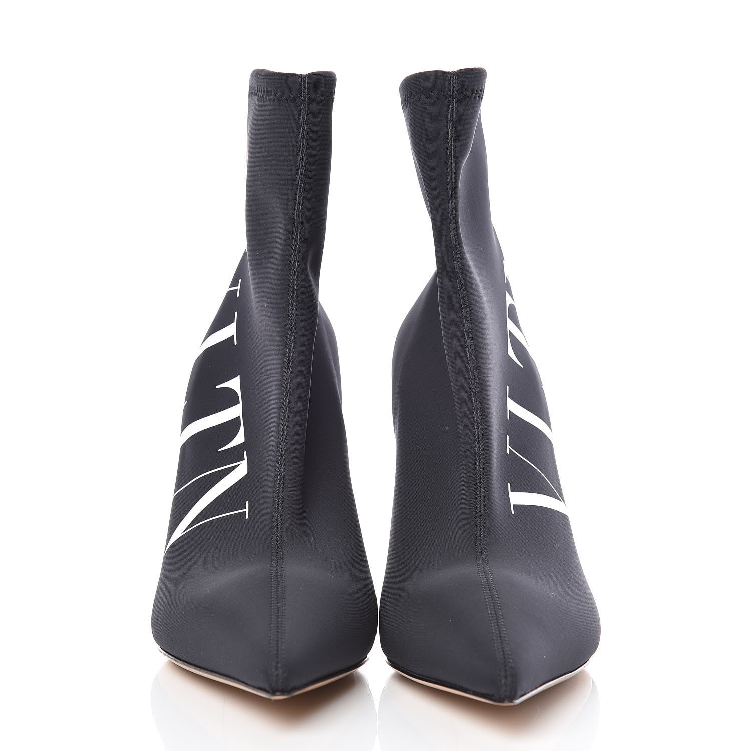 Valentino Garavani Eco Leather VLTN 100mm Sock Booties 38.5 Black White 2 of 8
