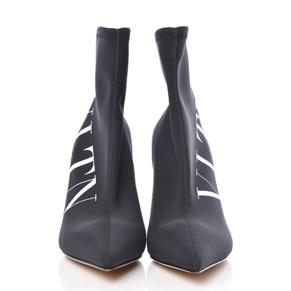 Valentino Garavani Eco Leather VLTN 100mm Sock Booties 38.5 Black White 2 of 8