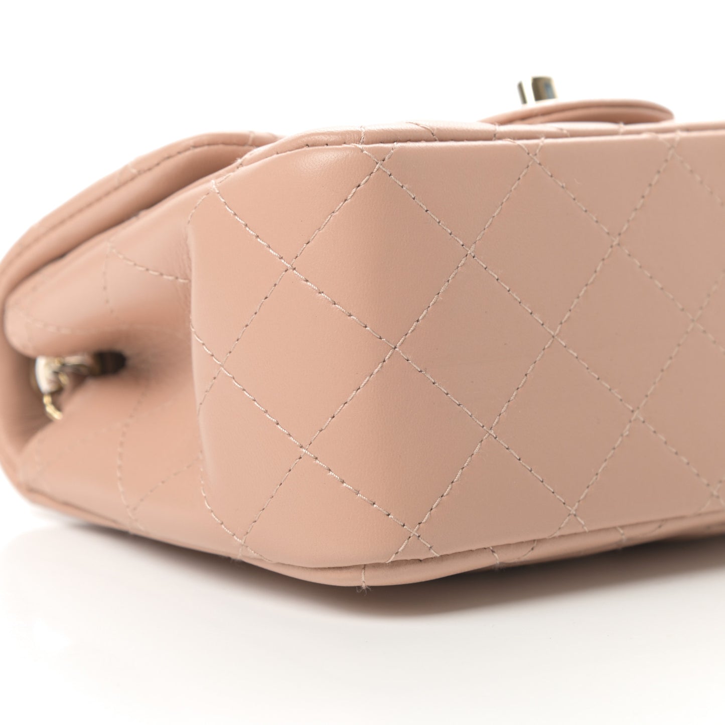Lambskin Quilted Mini Square Flap Beige