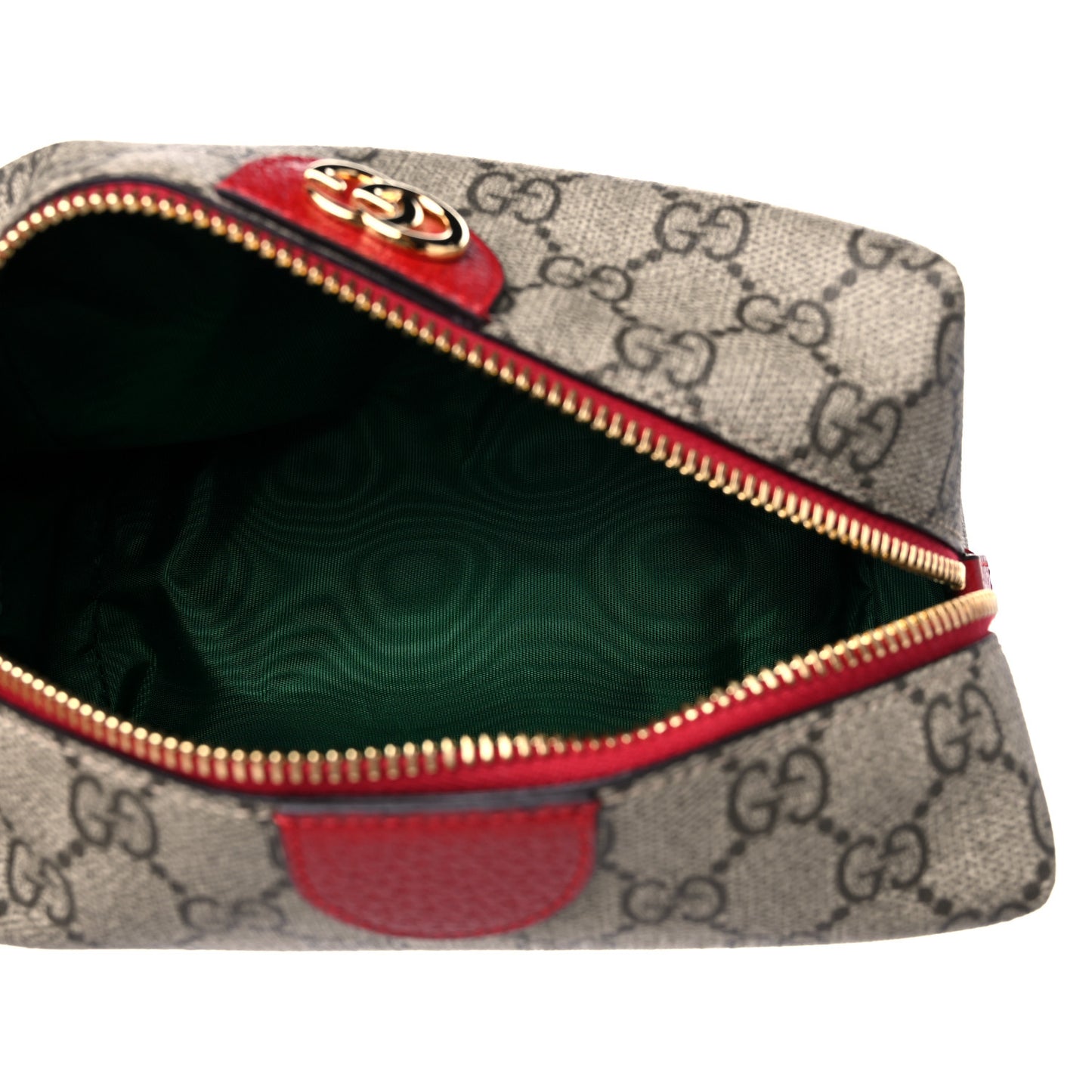 Soft GG Supreme Monogram Calfskin Medium Ophidia Cosmetic Case Beige Ebony Hibiscus Red