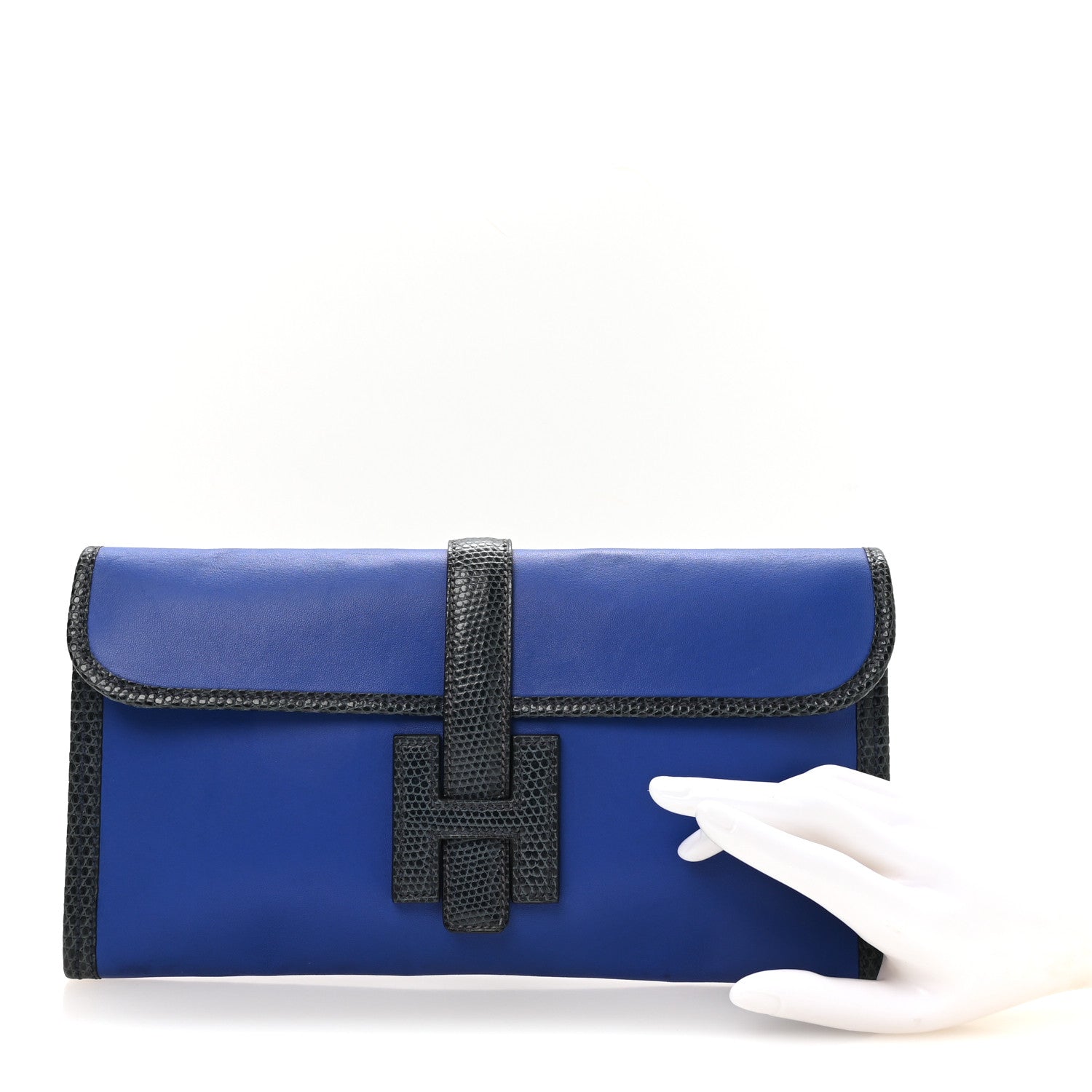 Hermes Swift Lizard Jige Elan Touch 29 Clutch Bleu Electrique Mykonos 2 of 7