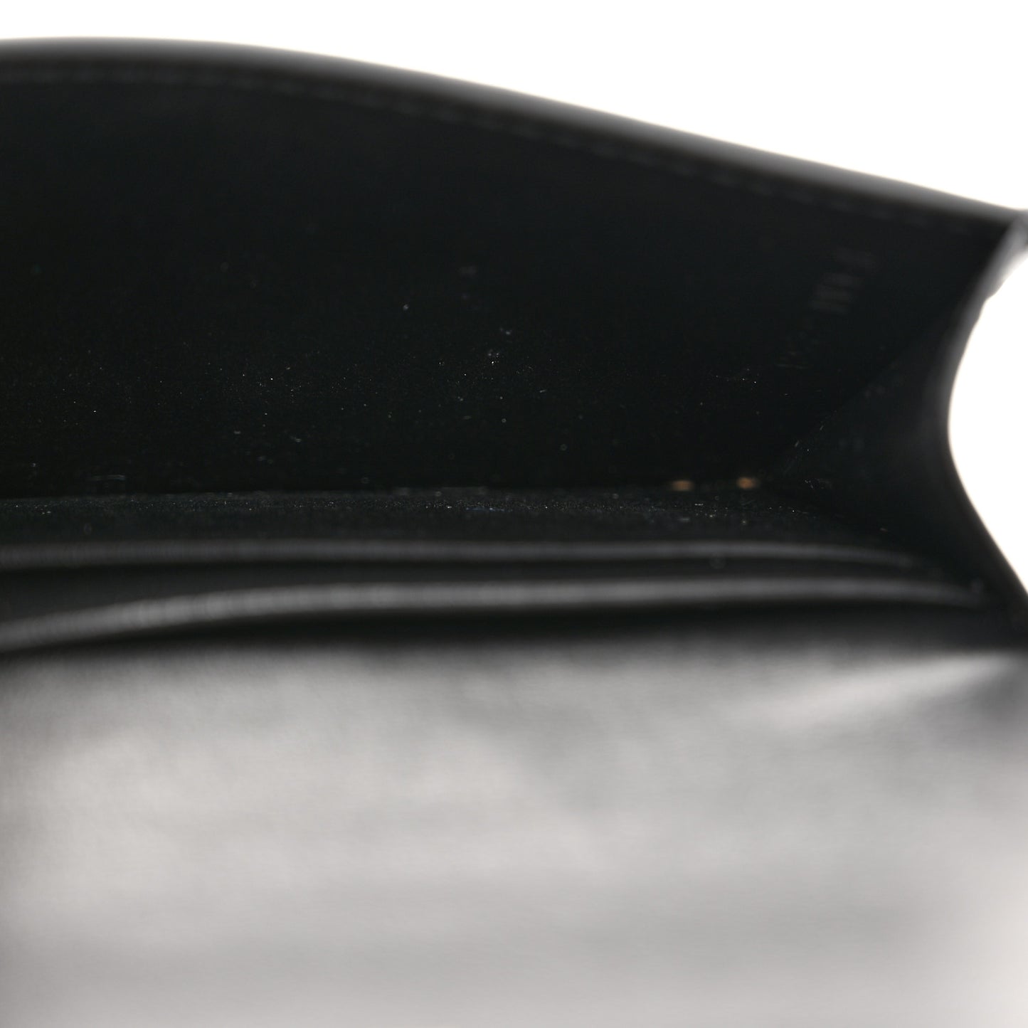 Shiny Calfskin Triomphe Flap Card Holder Black