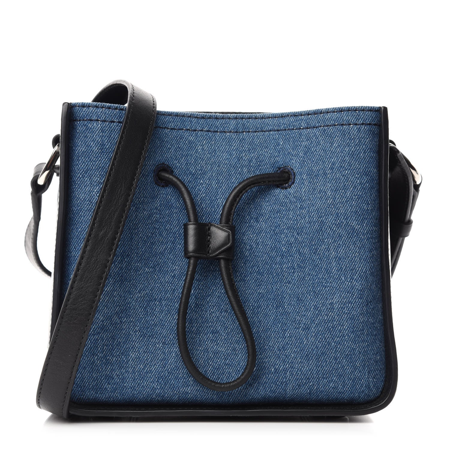 3.1 Phillip Lim Denim Smooth Calfskin Mini Soleil Bucket Bag Blue Black 1 of 10
