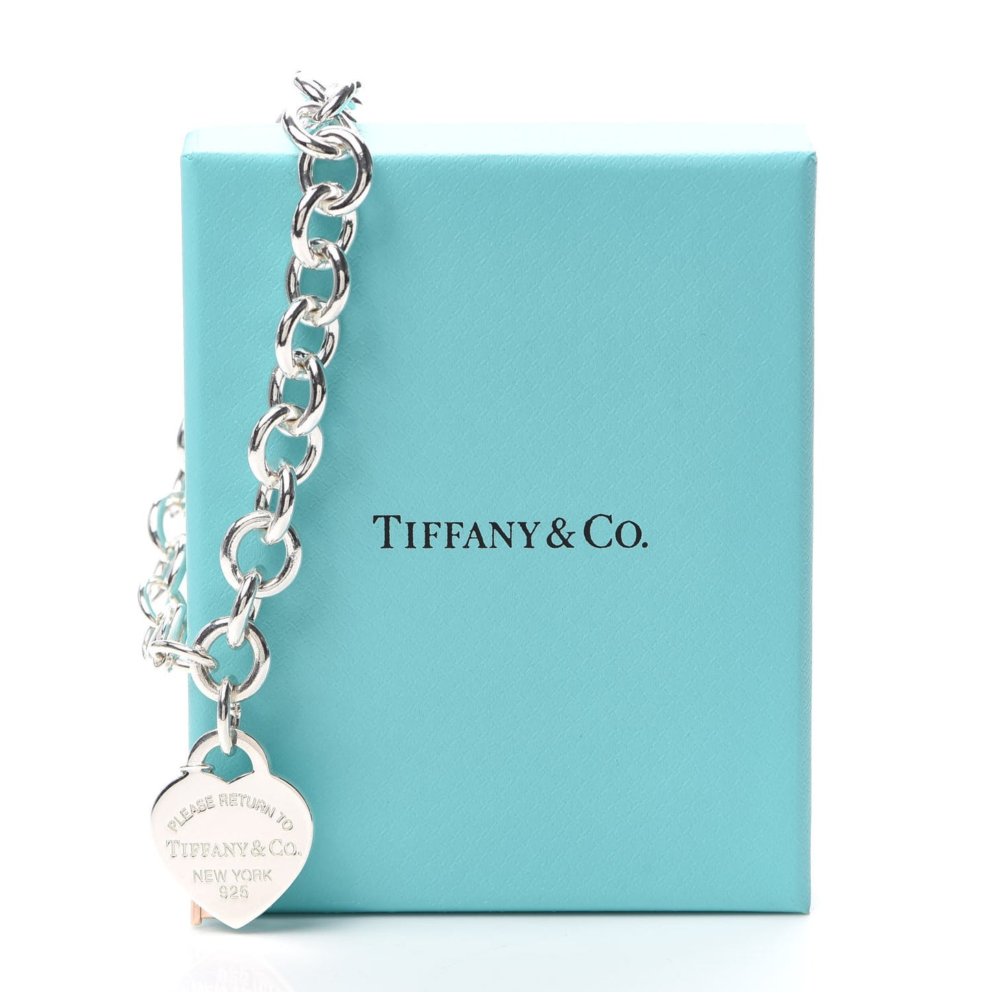 Sterling Silver Rubedo Return to Tiffany Heart Tag Key Charm Bracelet