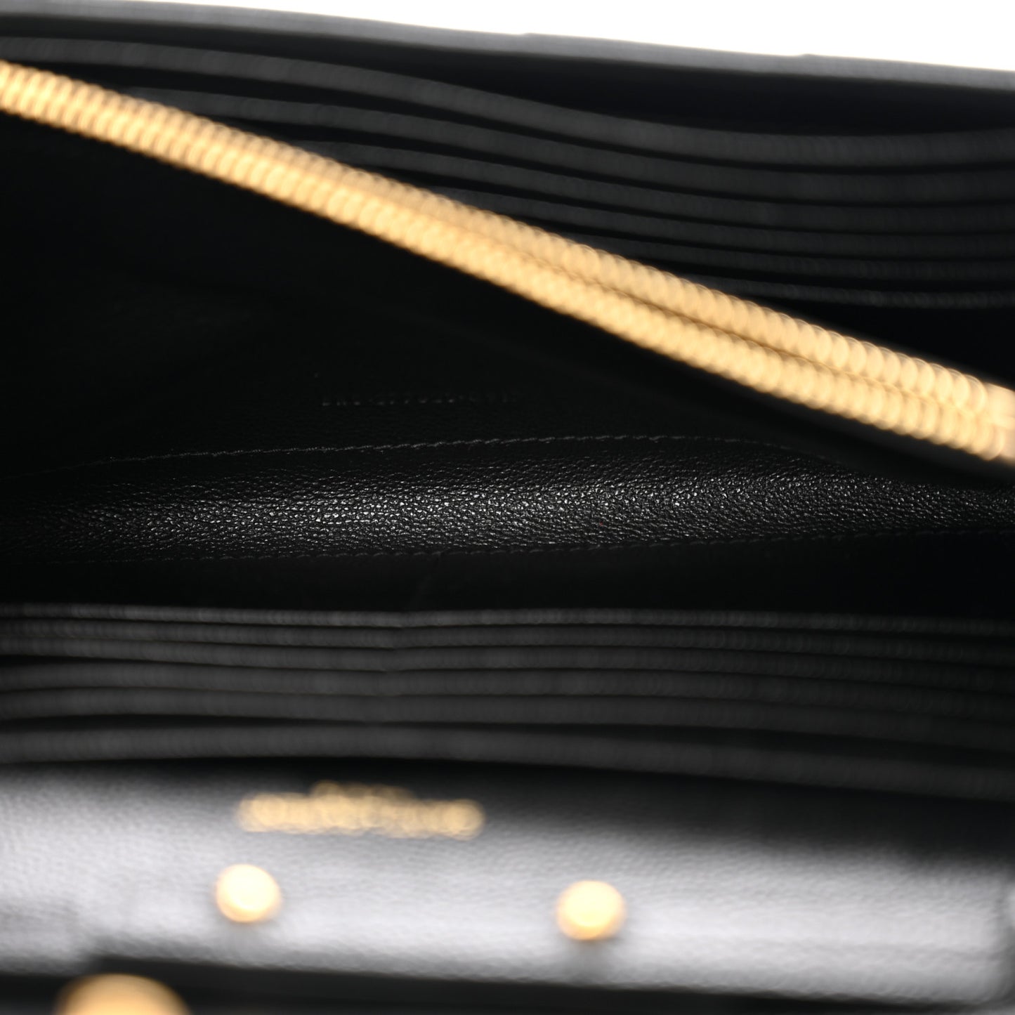Grain De Poudre Matelasse Chevron Monogram Chain Wallet Black