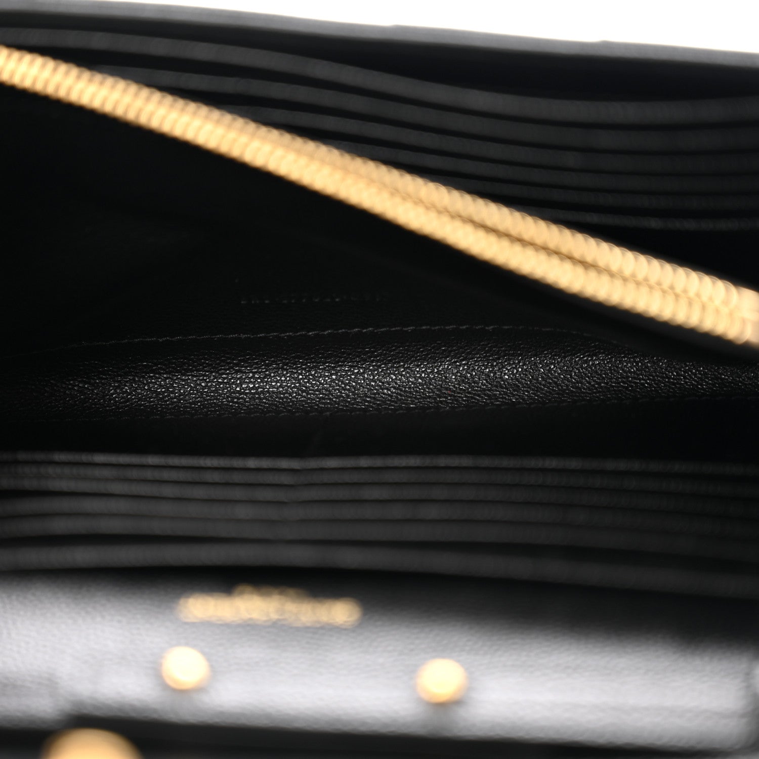 Saint Laurent Grain De Poudre Matelasse Chevron Monogram Chain Wallet Black 6 of 11