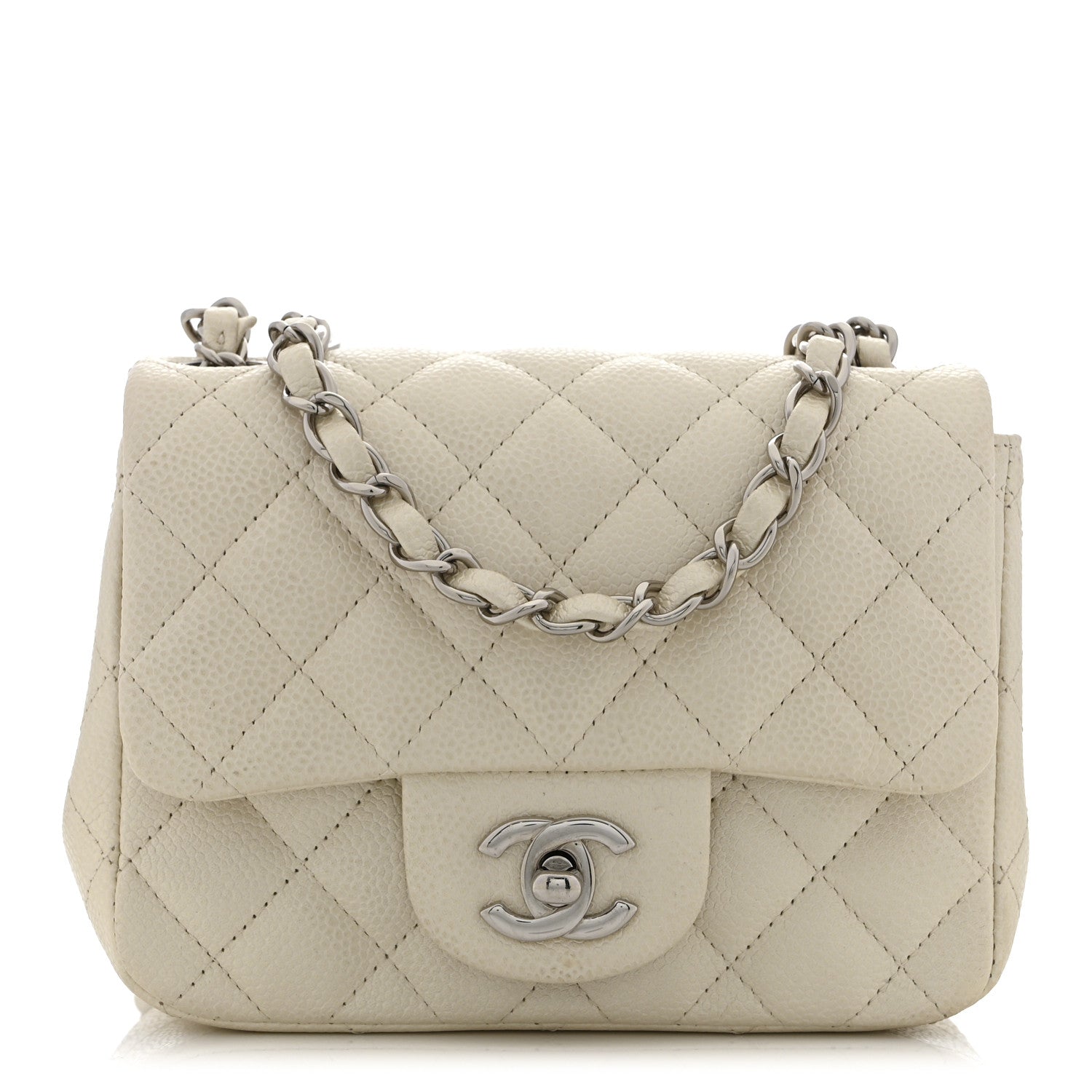 Chanel Iridescent Caviar Quilted Mini Square Flap White 1 of 10