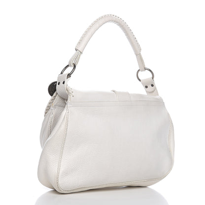 Christian Dior Calfskin Charms Whipstitch Gaucho Double Saddle Bag White 2 of 13