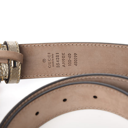 Gucci Calfskin Crystal Interlocking G Belt 100 40 Golden Beige 5 of 5