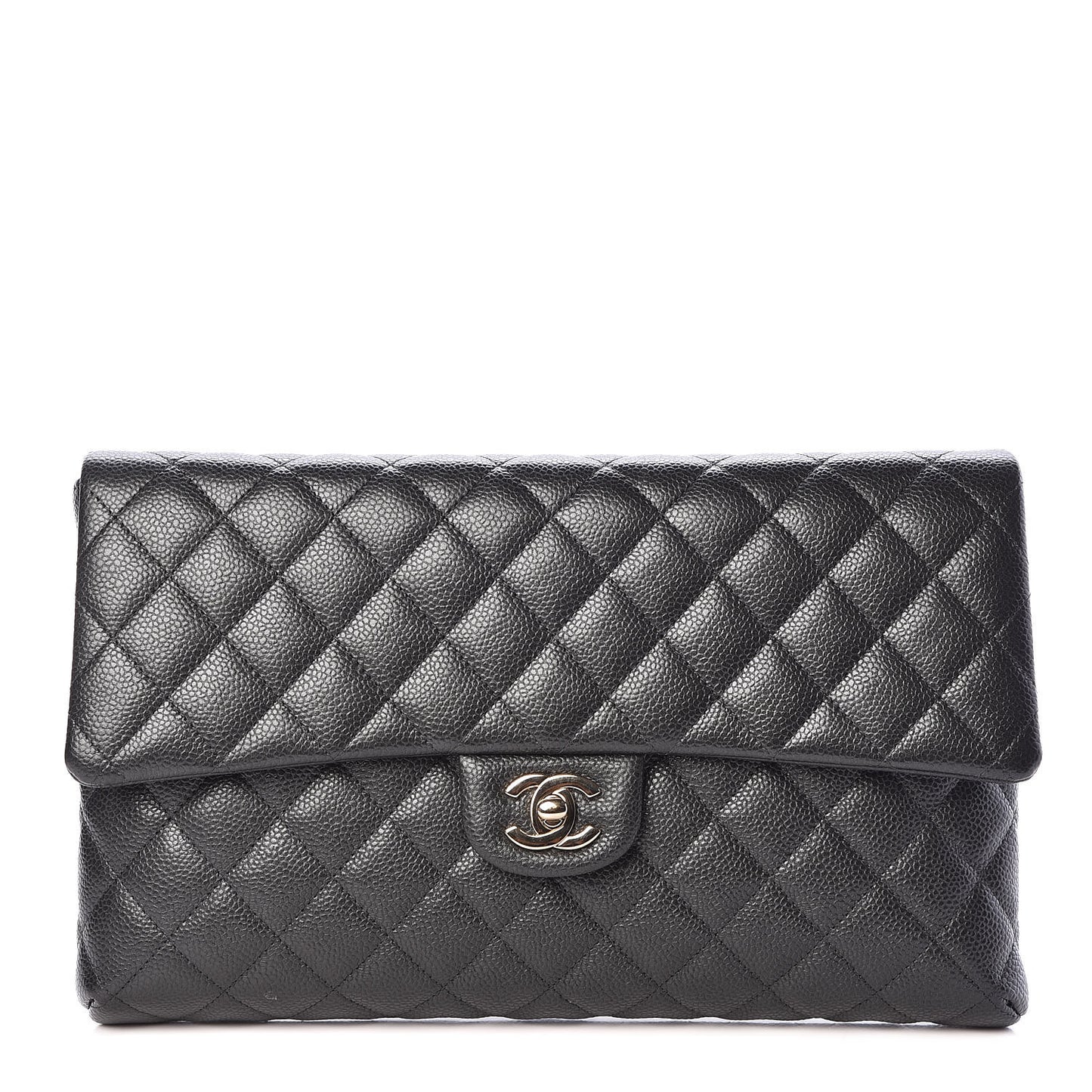 Caviar Quilted Clutch Dark Grey