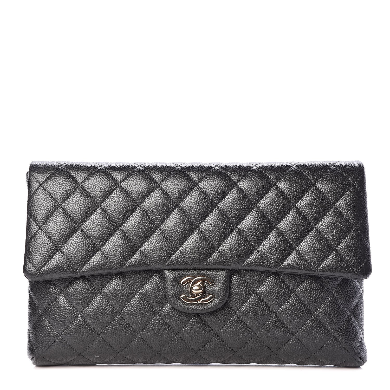 Chanel Caviar Quilted Clutch Dark Grey 1 of 10