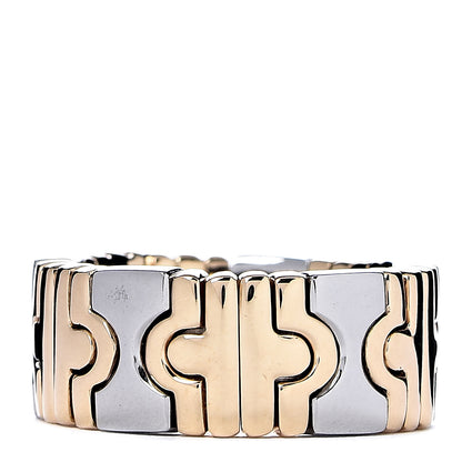 Bulgari Stainless Steel 18K Yellow Gold Parentesi Band Ring 50 5.25 1 of 4
