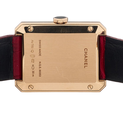 Chanel 18K Beige Gold Alligator 26.7mm Boy-Friend Quartz Watch Red 4 of 4