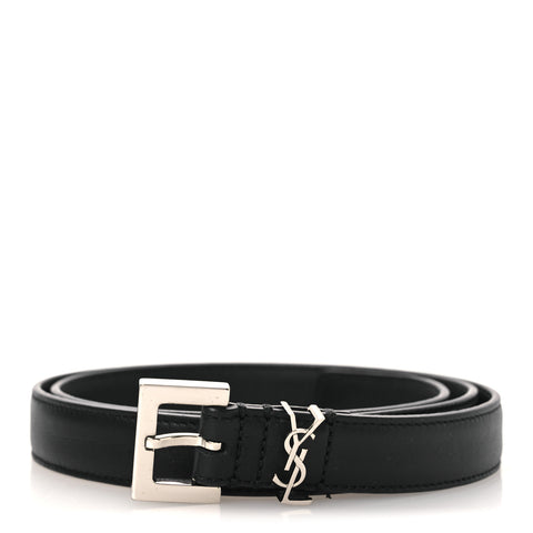 Smooth Calfskin Monogram Square Buckle Belt 80 32 Black