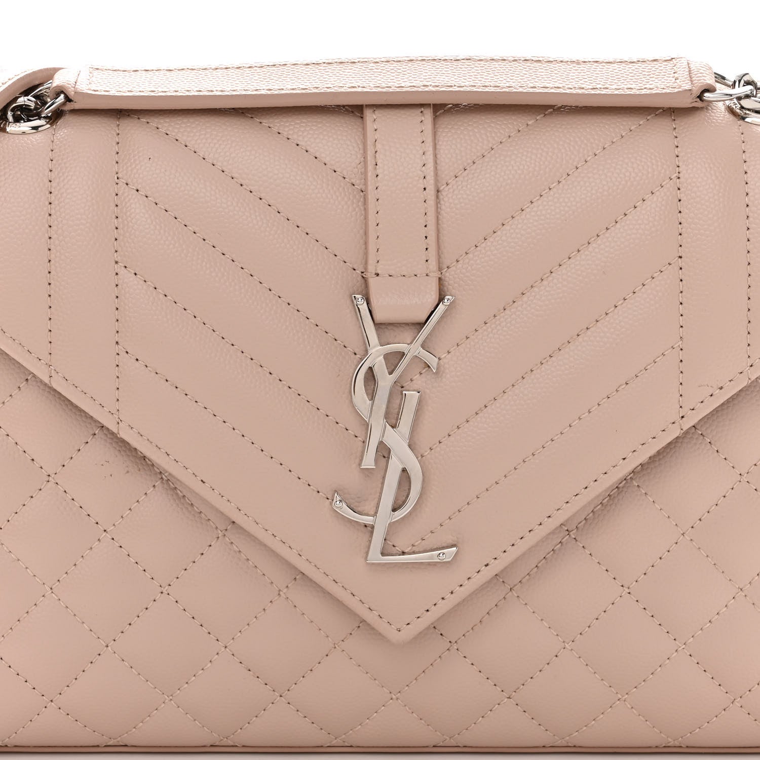 Saint Laurent Grain De Poudre Textured Mixed Matelasse Medium Triquilt Monogram Satchel Dark Beige 6 of 8
