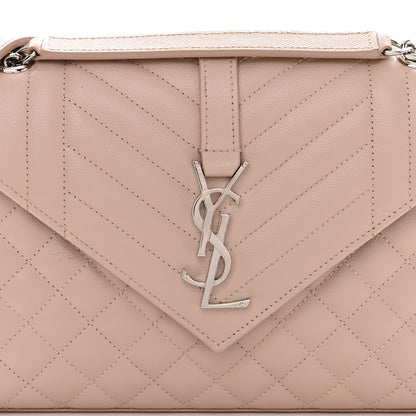 Saint Laurent Grain De Poudre Textured Mixed Matelasse Medium Triquilt Monogram Satchel Dark Beige 6 of 8