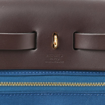 Hermes Toile Officier Vache Hunter Herbag Zip Retourne 31 PM Alezan Bleu Outremer Ebene 7 of 11