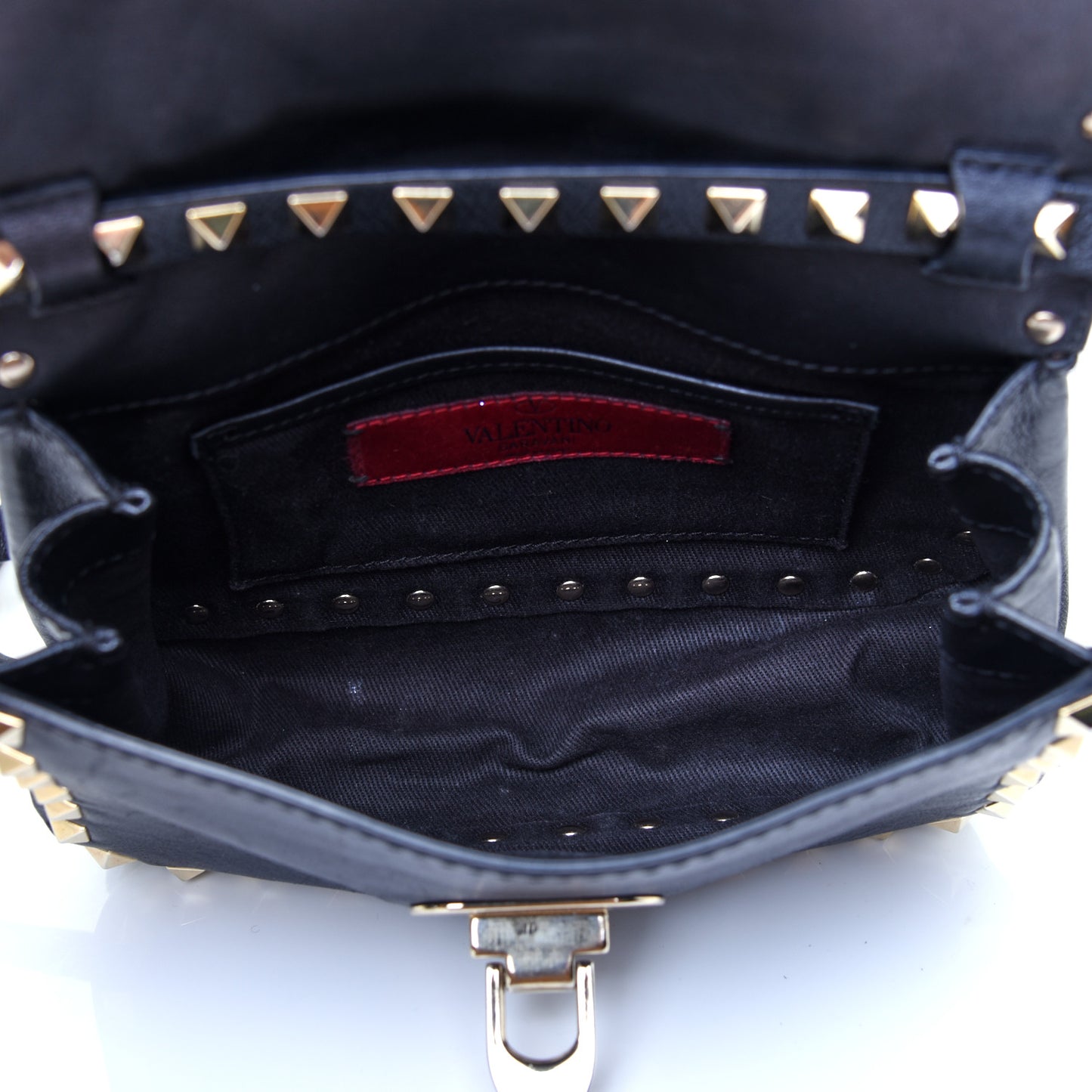 Vitello Mini Rockstud Flap Saddle Crossbody Bag Black