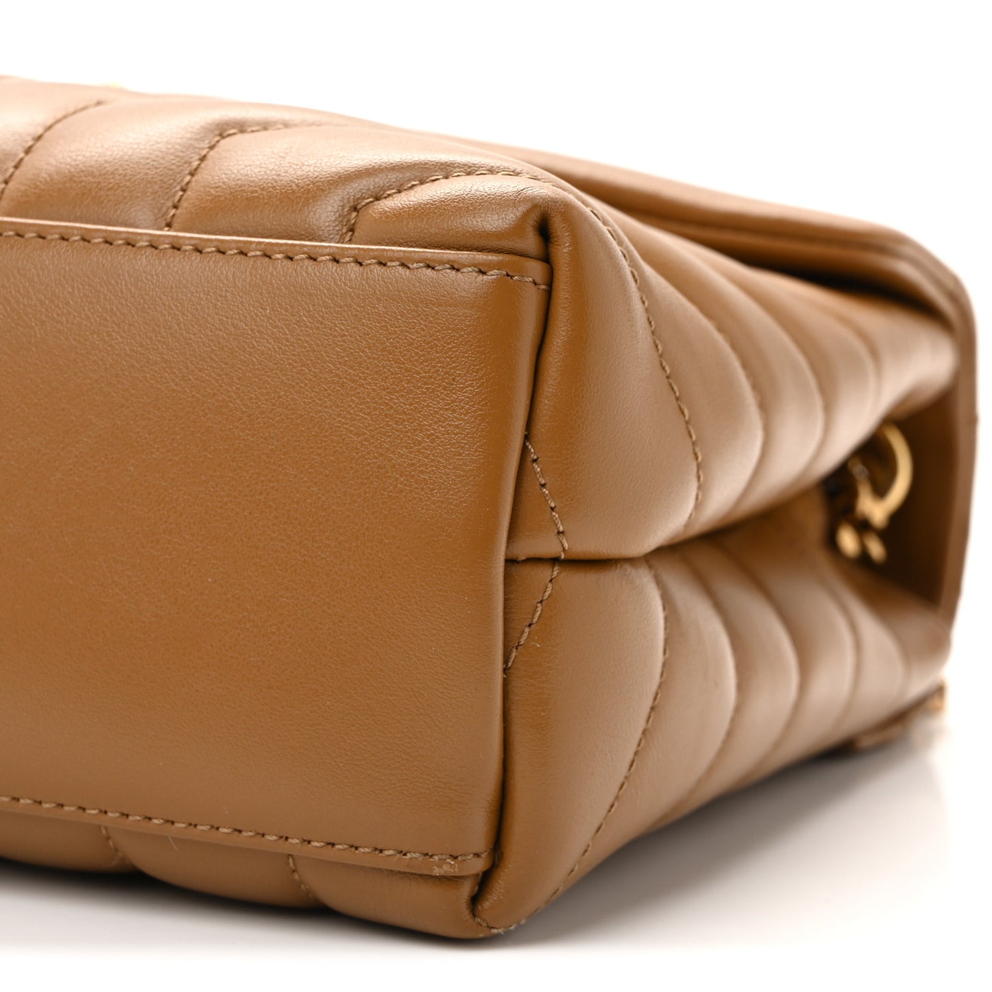 Calfskin Y Quilted Monogram Small Loulou Chain Satchel Dark Natural