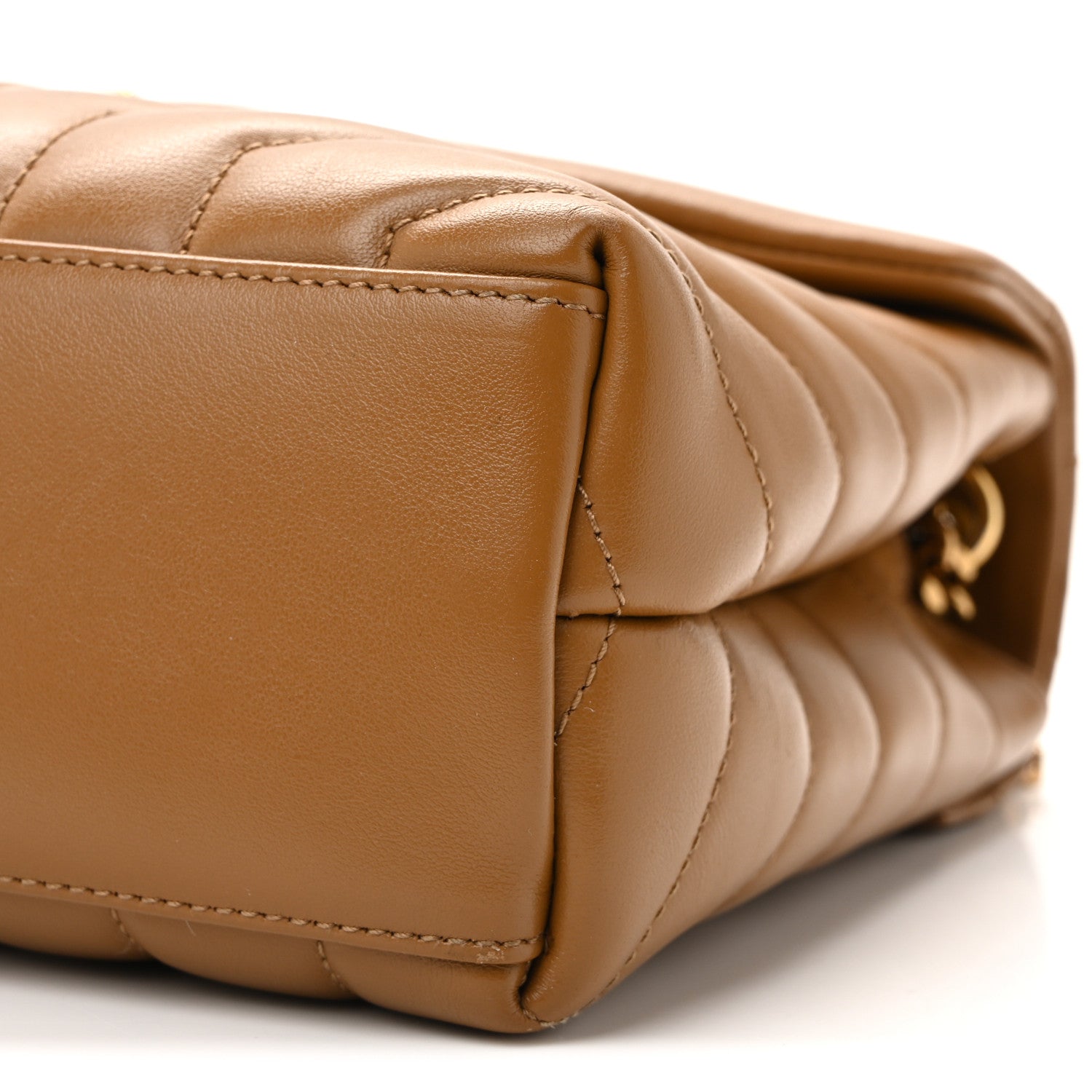 Saint Laurent Calfskin Y Quilted Monogram Small Loulou Chain Satchel Dark Natural 10 of 10
