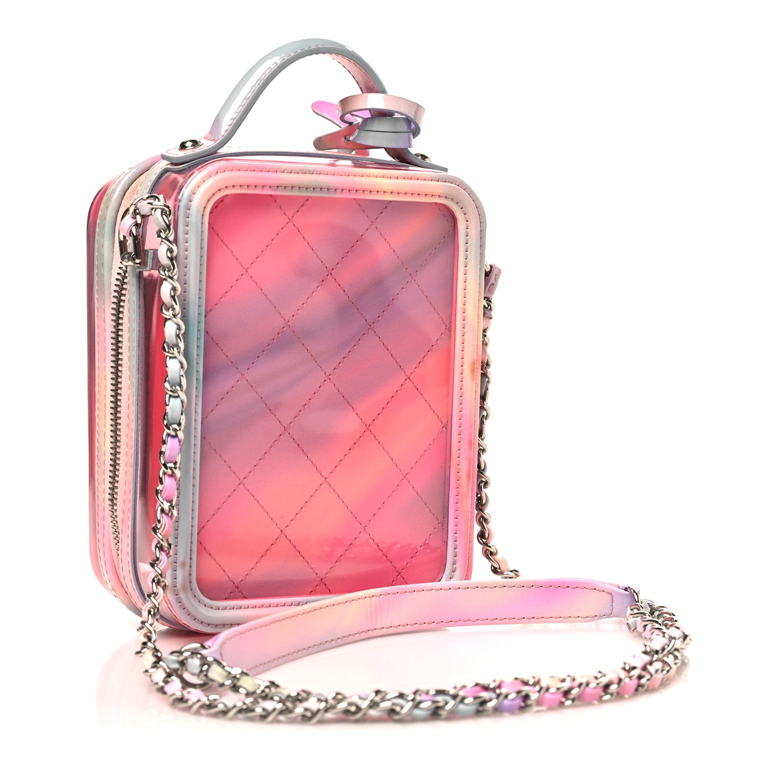 Chanel PVC Patent Calfskin Patent Lambskin Vertical Vanity Case Pink 3 of 12