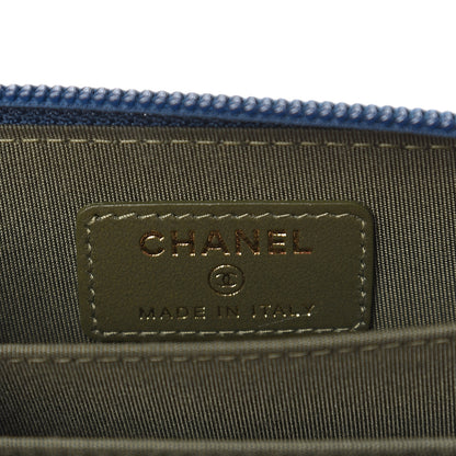 Chanel Caviar Quilted Boy Zip Around Coin Purse Wallet Dark Blue 5 of 6
